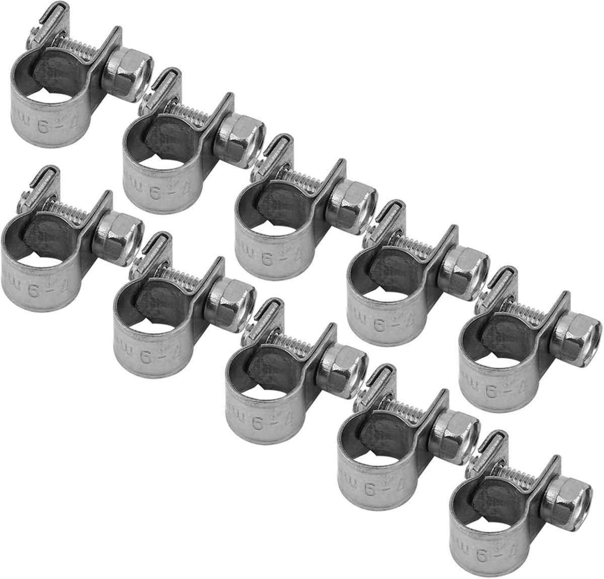 Allecto - Roestvrijstalen Slangklemmen - Mini Slangklem - 10 Stuks - Zilver - Schroefklem - Voor Slangen 6 Mm-20 Mm