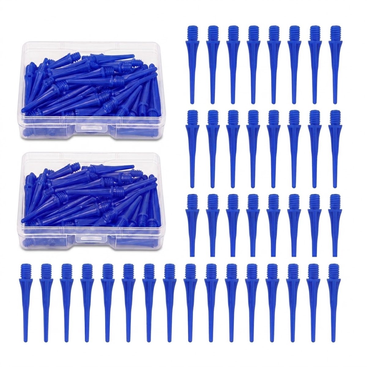 Blauwe dart tips soft tip set 120 stuks darts accessoires kunststof dart punten vervangbare soft tips voor elektronische dartborden inclusief opbergdoosjes