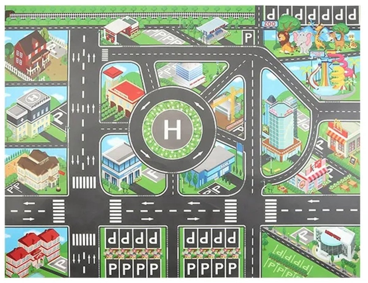 casalora - Interactieve Stad Verkeers Speelmat voor Jongeren - Educatief Speelgoed Auto Spel Tapijt - Duurzaam Synthetisch Non-Woven Stof met Wegkaart - Voor Jongens En Meisjes - Waterbestendig & Vochtbestendig