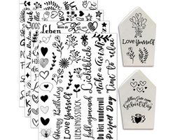 Rub On Sticker ca. A5 19 x 14 cm grootformaat transfers 4 stuks spreuken voor Raysin voor Keraflott meubels glas hout doe-het-zelf decoratie wrijven op folie wrijven sticker dagelijks gebruik
