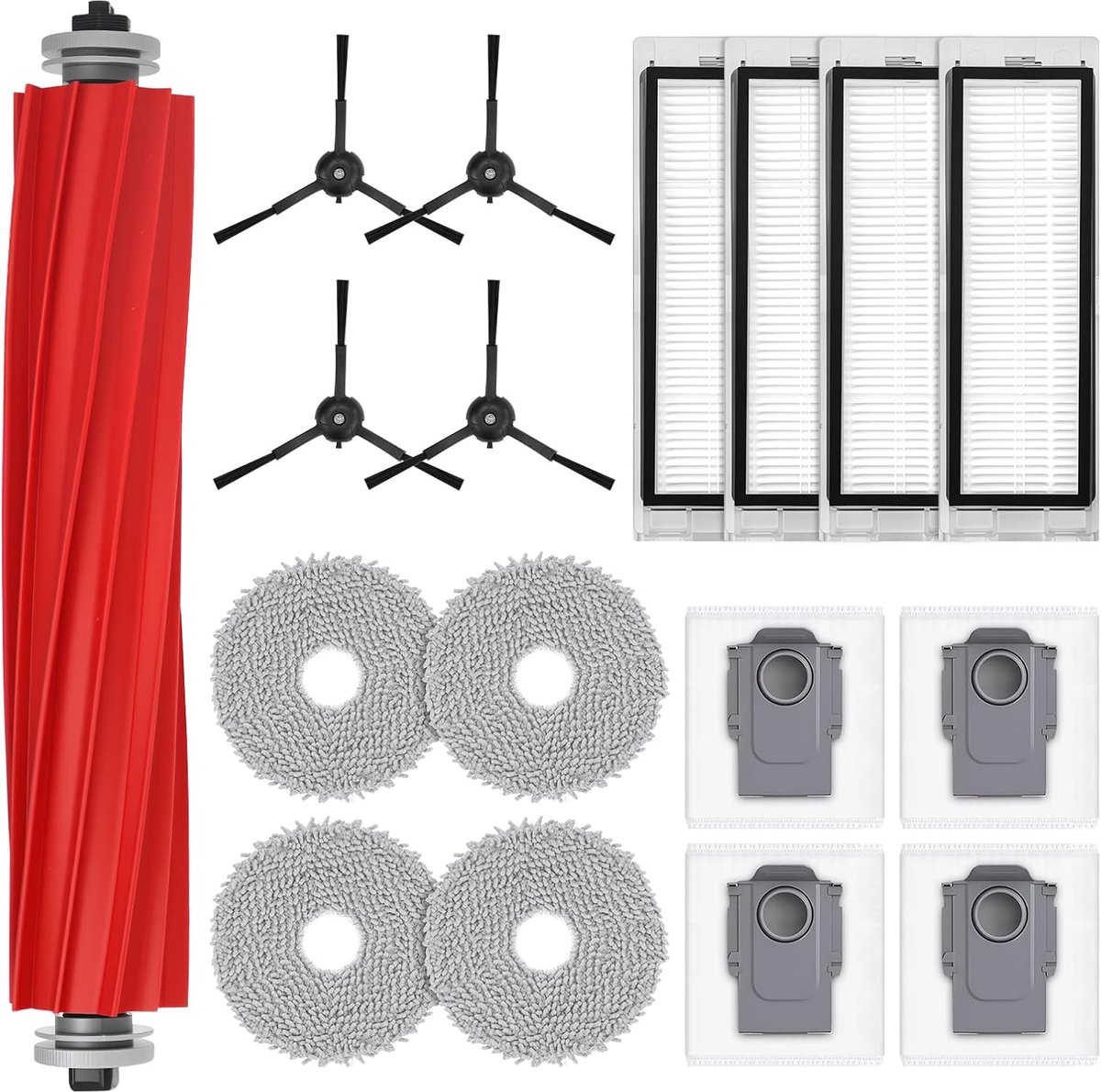 17-delige set vervangende accessoires voor Roborock Q Revo voor Roborock P10 robotstofzuiger, hoofdborstel, reinigingsdoek, stofzak, HEPA-filter, zijborstel (zwart)