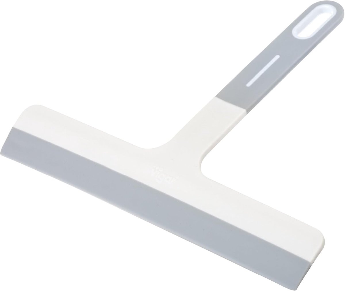 - Glasreiniger - Model Basic - 23,5 x 1,5 x 20 cm - ideale schraper voor ramen, plafonds en maanen - rubberen handgreep en hanger - grijs