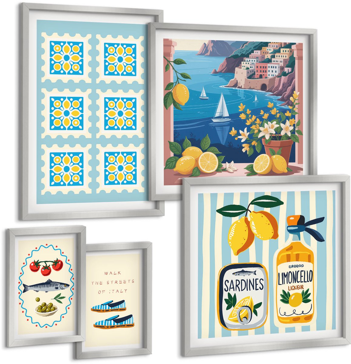 Coloray 5-Delige Schilderij Set - Stijlvolle Afbeeldingen Met Bloemen, Gezichten En Mensfiguren. - 20 x 30 cm - Decoratieve Muurdecoratie - Slaapkamer - Interieur Decoratie