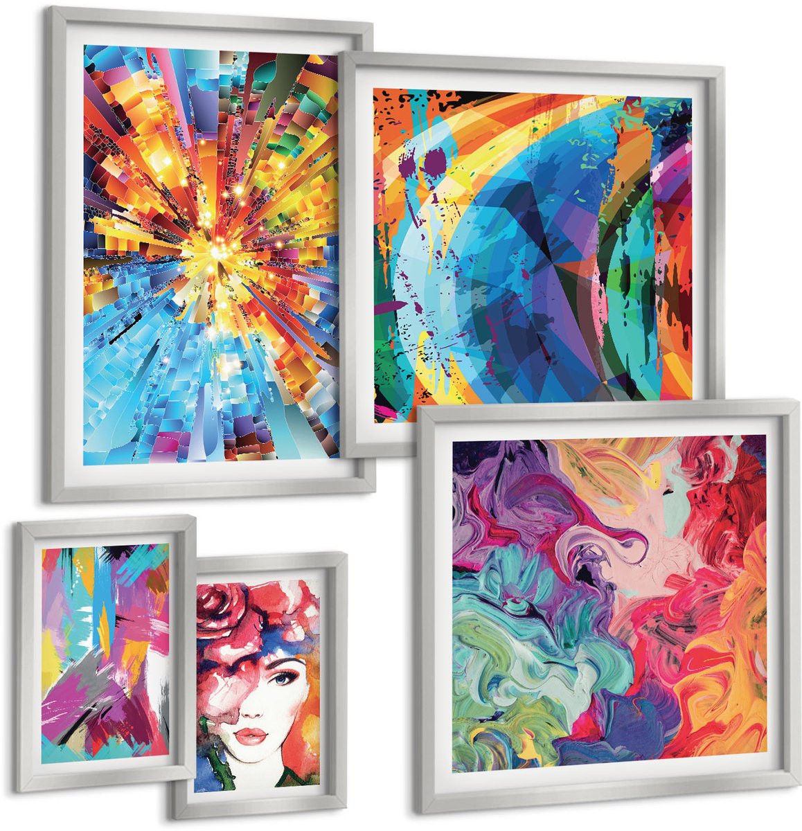 Coloray 5-Delige Schilderij Set - Schip Op Zee: Abstract Portret Van Dansers - 20 x 30 cm - Muurdecoratie - Wanddecoratie - Hal - Stijlvolle Muurdecoratie