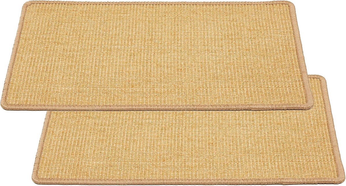 Krabmat voor katten - deurmat sisal krabdeken - natuurlijke sisal mat robuust - vloerkleed 100% sisal - krabmat naturel 40 x 60 cm set van 2 | Antislip krabmat duurzaam krabtapijt robuust voor vloer kraboppervlak voor meubelbescherming krabmat