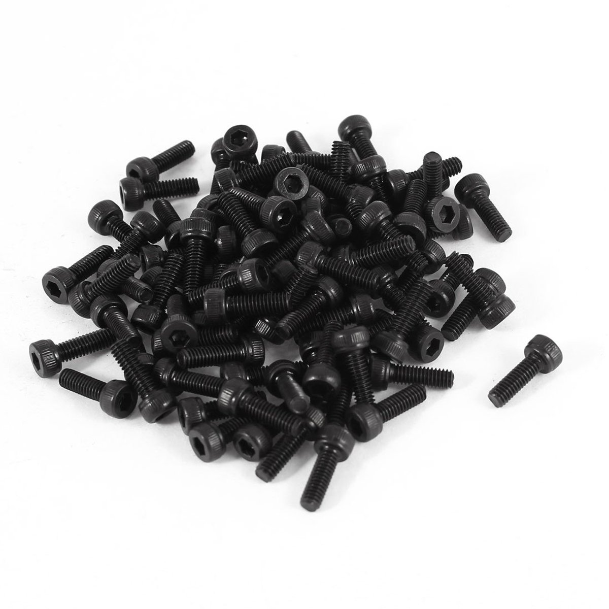100 Stalen verzonken Hex Socket Knurled Bout Schroef M2.5x8mm Zwart