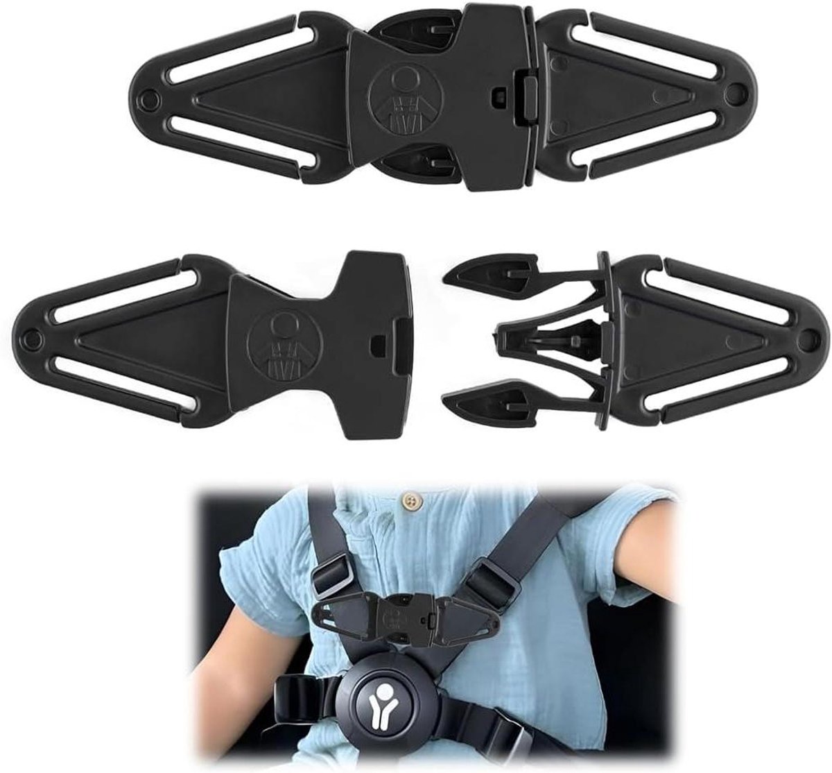 Gordelklem Set - Kinderzitje Clips - Veilige Autoritten - Verstelbaar Universeel - 2 Stuks - Zwart