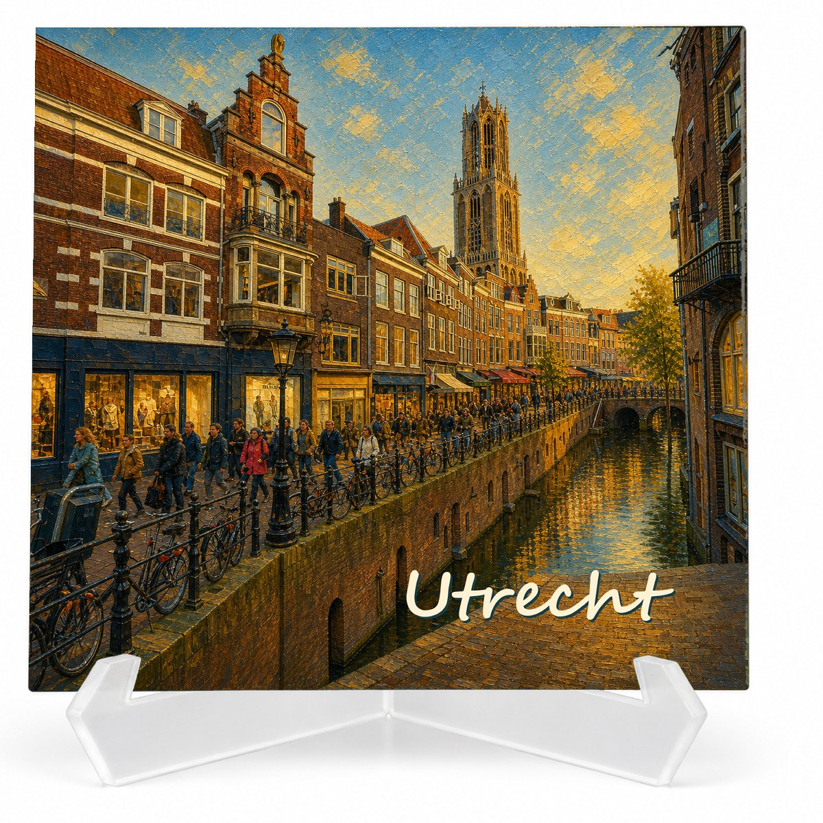 Kleurmedia Tegeltje Utrecht – Rietveld Schroderhuis – Keramiek 15 x 15 cm – Inclusief transparante houder – Souvenir