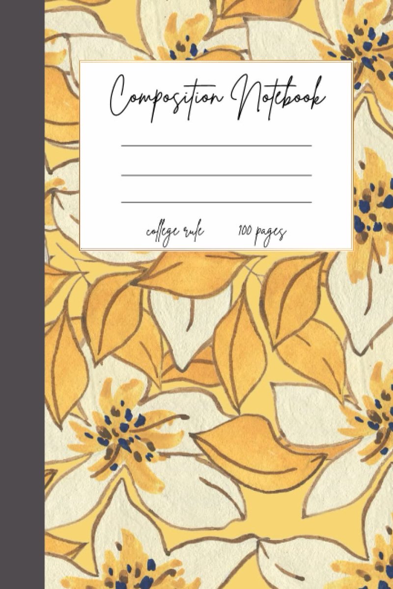 Mustard Yellow Floral Composition Notebook - ShopVlot
