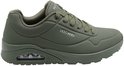 Sneaker Skechers verte à lacets avec amorti d'air visible dans la semelle. Perforations sur le bout et les côtés.
