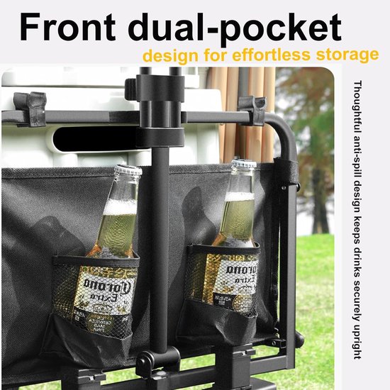 Bolderkar Opvouwbaar - Campingwagen Tuin - Outdoor Transport - Ombouwbaar tot Bank - 150 Liter Capaciteit - Zwart — afbeelding 2