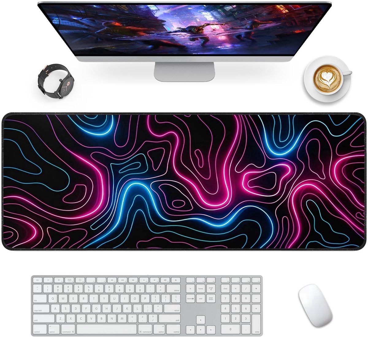casalora - Muismat - XXL Gaming Muismat - Grote Muismat - Bureau onderlegger - 90x40 cm - Onderlegger - Antislip - Kleurrijk