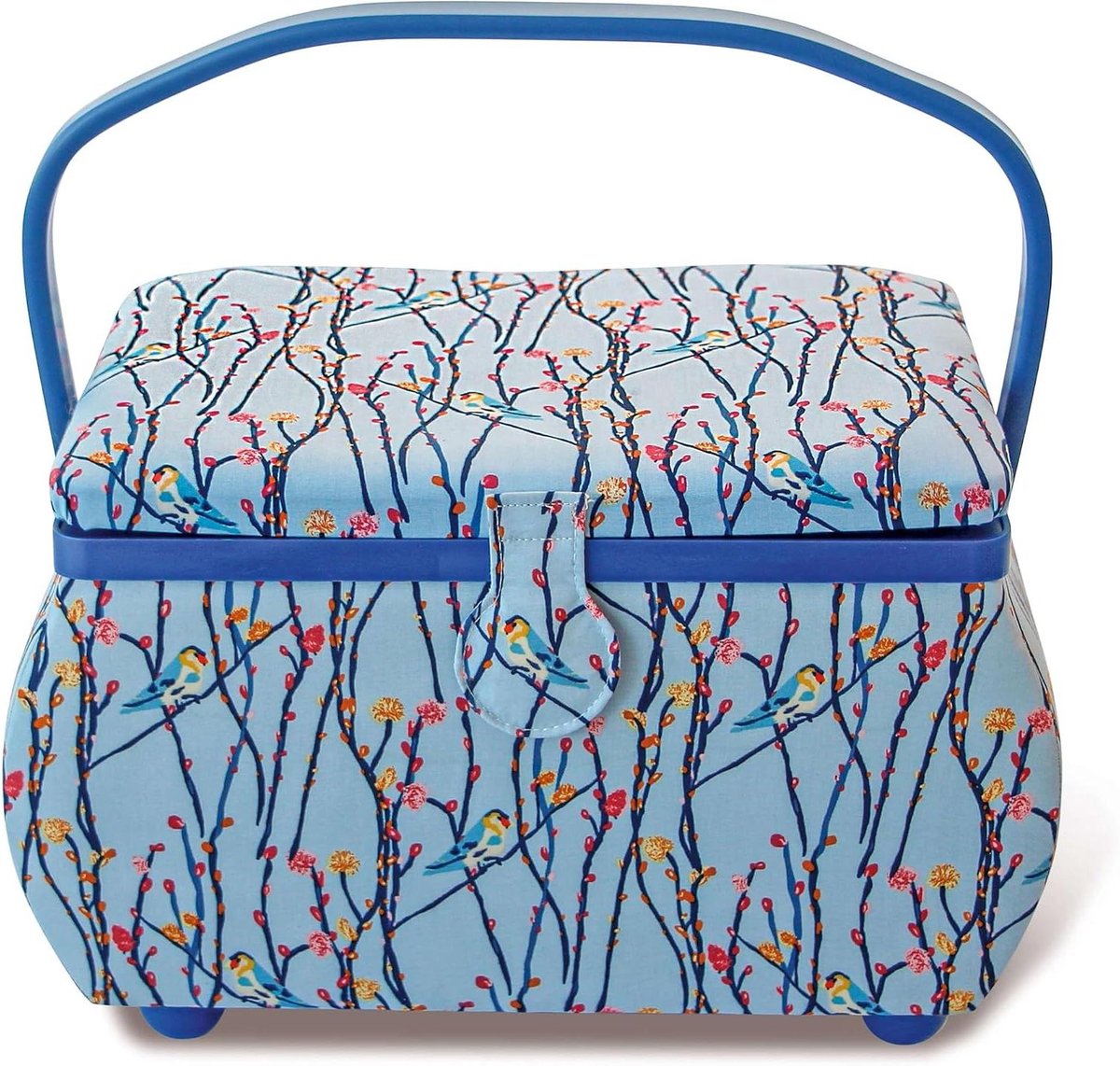 Naaikist L - Hobby Opberger - Naaispullen Opbergen - Buitenvakken - 32 x 20.5 cm - Blauw Vogel