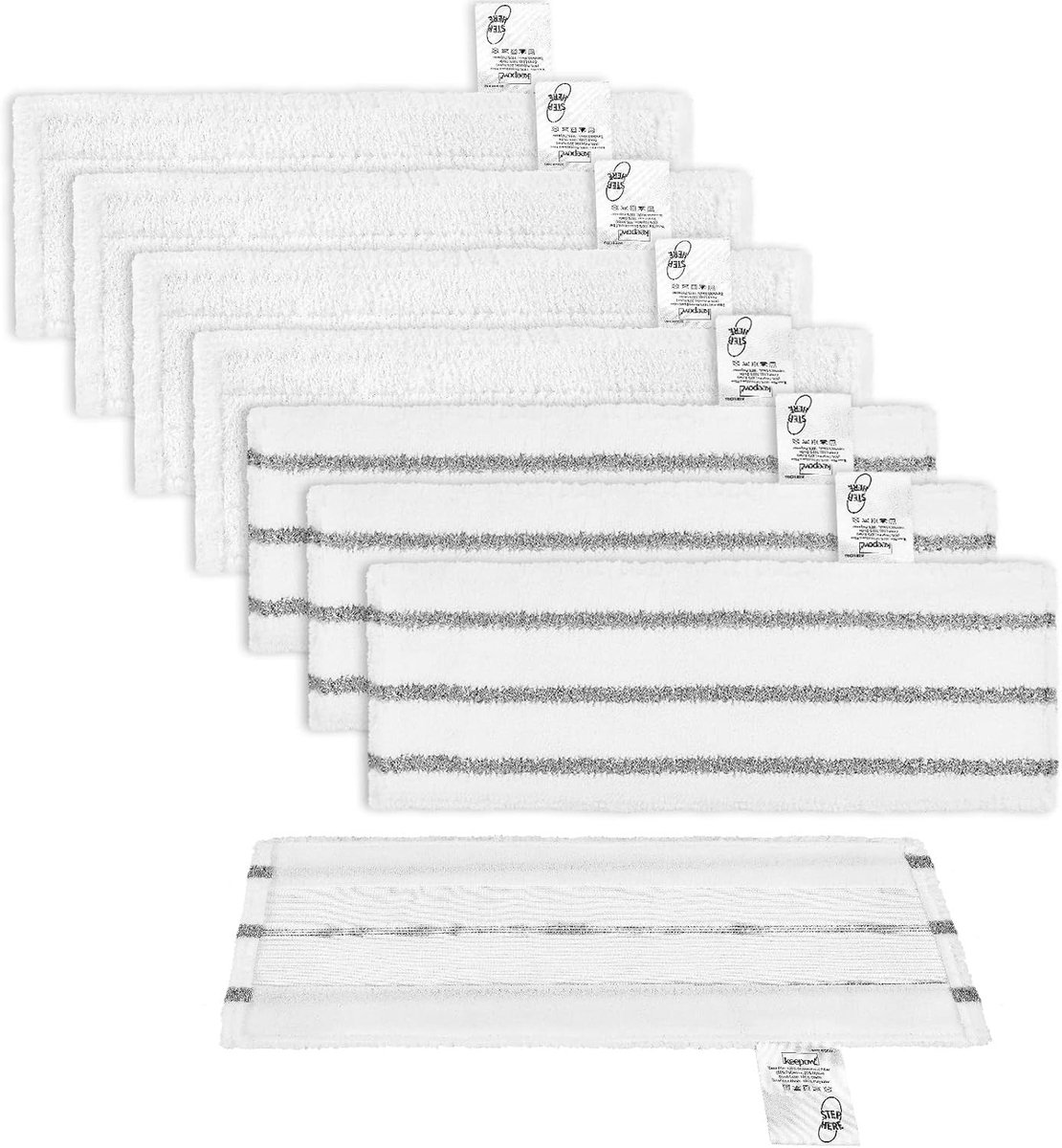8 Stuks EasyFix Pads voor Karcher SC2, SC3, SC4, SC5 Stoomreiniger - Vervangbare Accessoires voor Efficiënt Schoonmaken, Grijs en Wit