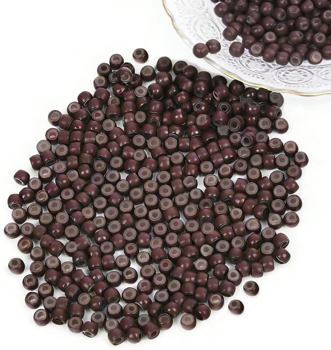 Silicone Accessoires voor Nanoringen, Hoogwaardige Micro Ring Extensions, 1000 Bruine Nano Beads van 3 mm voor Haarverlenging