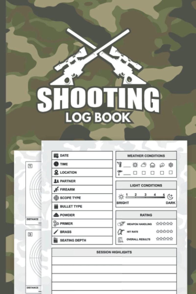 Long Range Shooting Log Book: Range Shooting Book - Shooting Data Log Book With Target Diagrams - ShopVlot