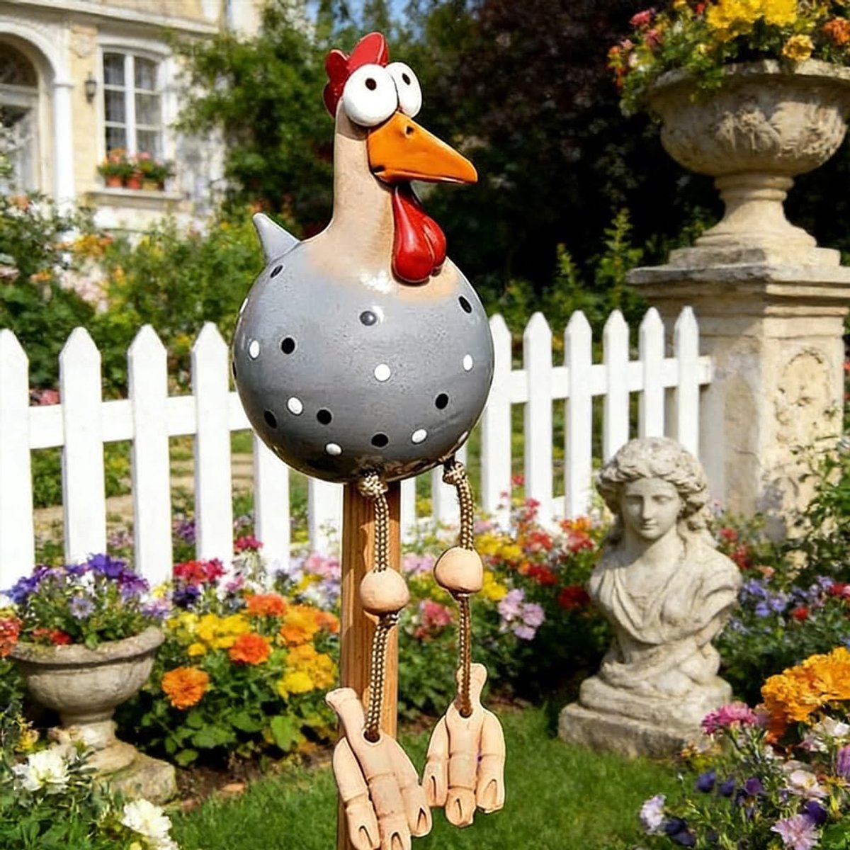 Mineup Keramische kippenfiguur, tuindecoratie in de vorm van een kip, grappig harsbeeldje van een hen, decoratieve - ShopVlot