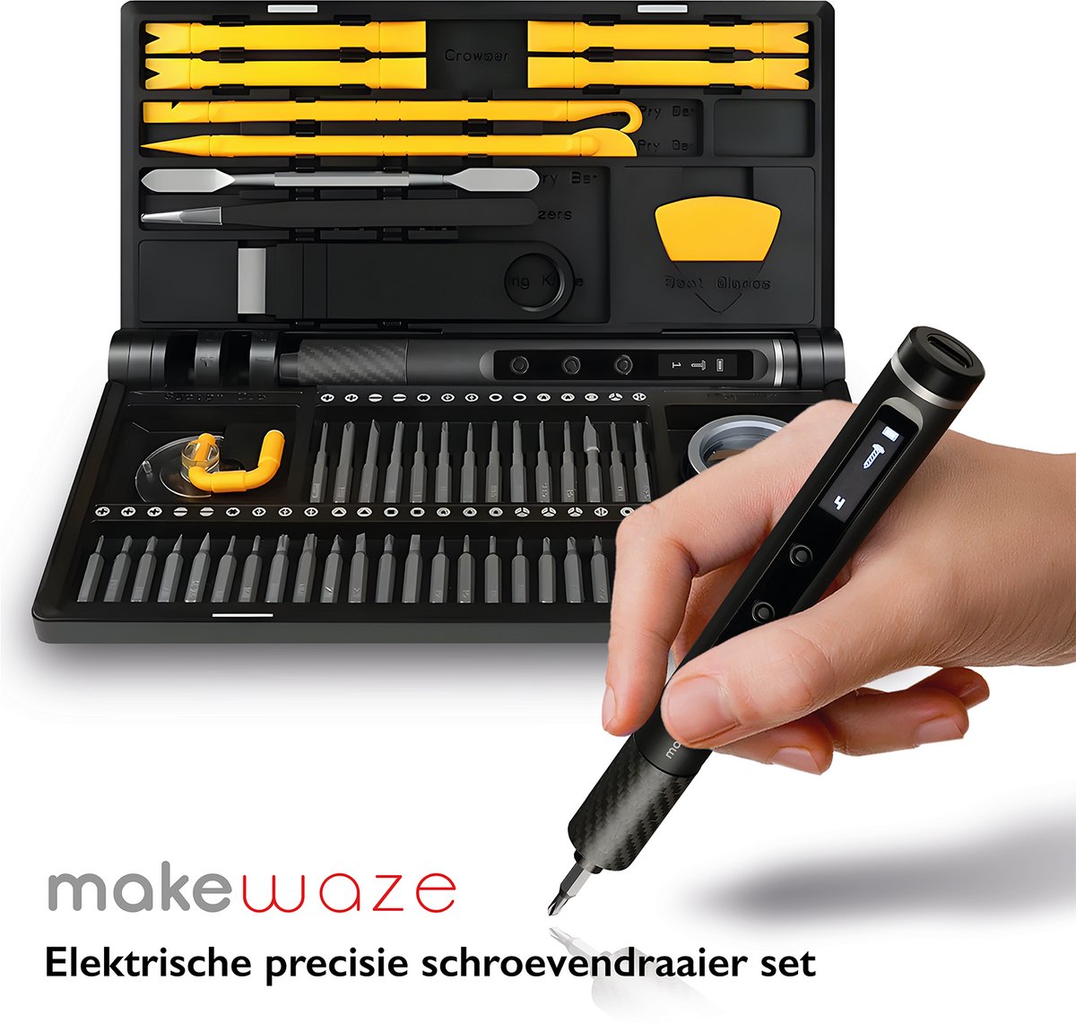 71-in-1 Draadloze Elektrische Precisieschroevendraaier Set – 42 Magnetische S2 Bits, 5 Koppelstanden, LED-verlichting, USB-C, + Reparatieaccessoires voor Smartphone, Laptop, Tablet, Camera, Horloge, Bril, Drone