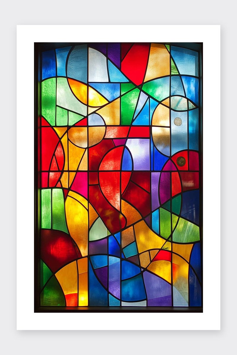 Raam Poster - Marc Mulders Geïnspireerd - Abstract - Kleurrijk - Geometrisch - Modern - posters - formaat 30x40cm - Wanddecoratie - BXS4629PVD - Met kader - passe-partouts stijl