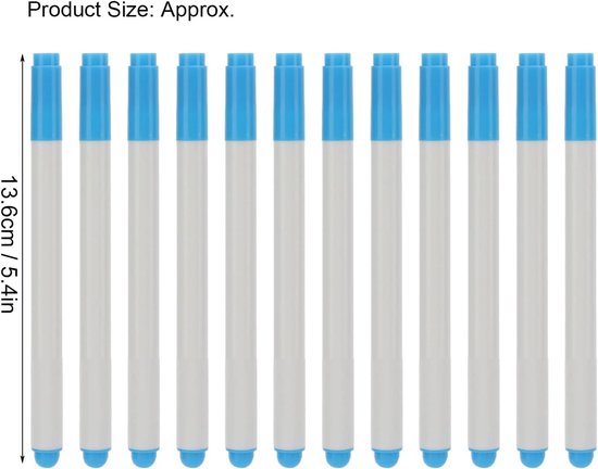 12 Stuks Wateroplosbare Stift voor Stof, Uitwisbare (blauwe in — afbeelding 4