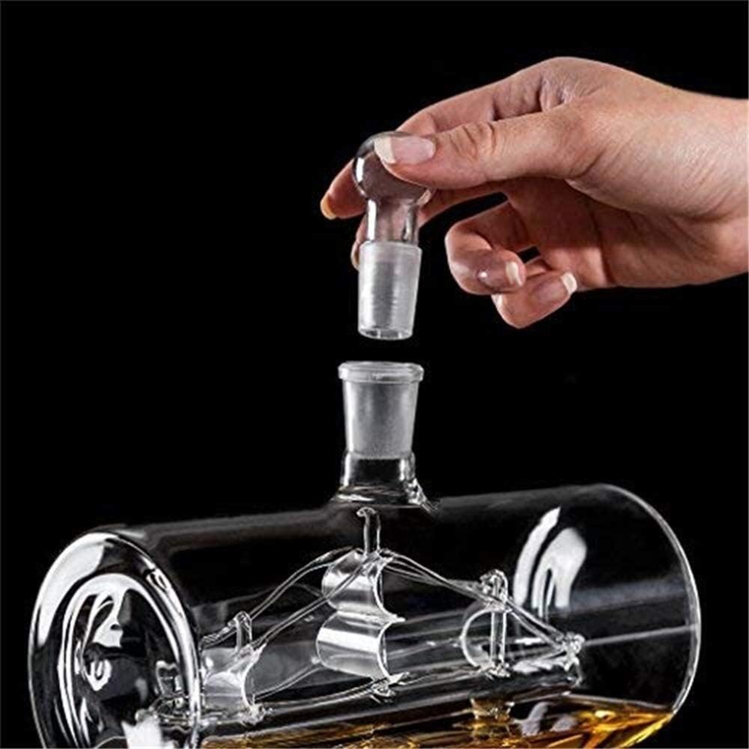 Flessenrek Wijnrek Wijnglashouder Royal Decanters, Zeilschip Set, Transparant, Uitzonderlijk Ontworpen, Geschikt voor Buiten- en Reisliefhebbers evenals Gepensioneerde Marine