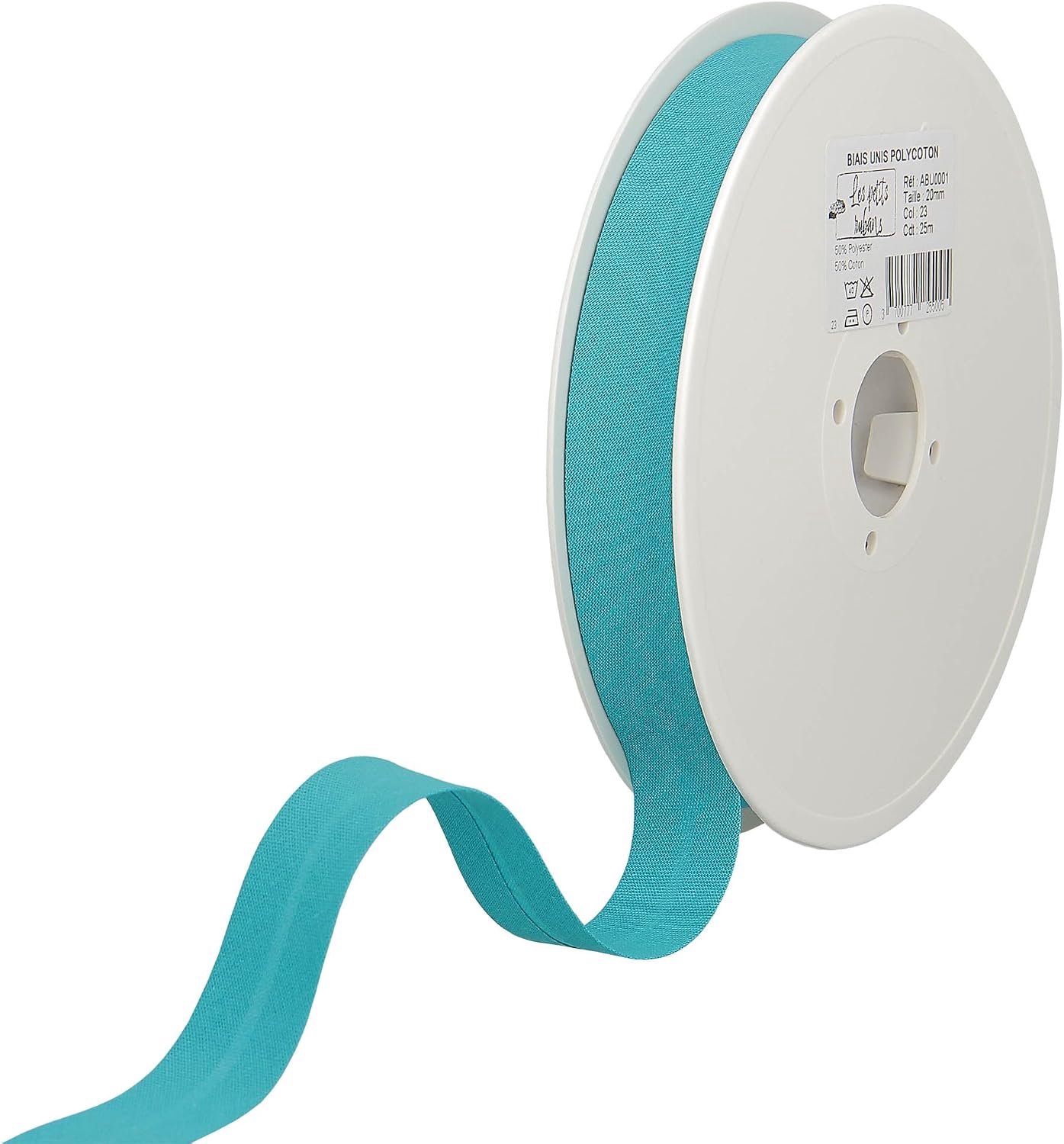 biaisband - 20 mm breed, gevouwen 10 mm, rol van 25 m, 50% katoen 50% polyester, rand voor naaien, banners, stoffering, meubels, biezen, kleding, dekens