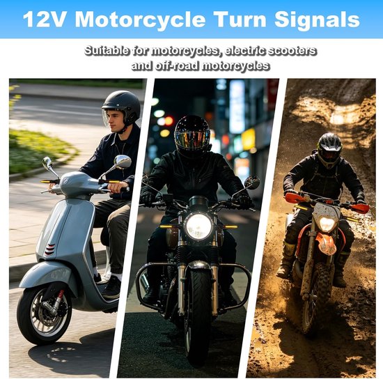 4 stuks led-knipperlichten voor motorfiets, goedgekeurd, 12 V, flowing modus, knipperlichten, knipperlichten voor motorfiets, universele richtingaanwijzer voor motorfiets, scooter, quad, cruiser — afbeelding 5