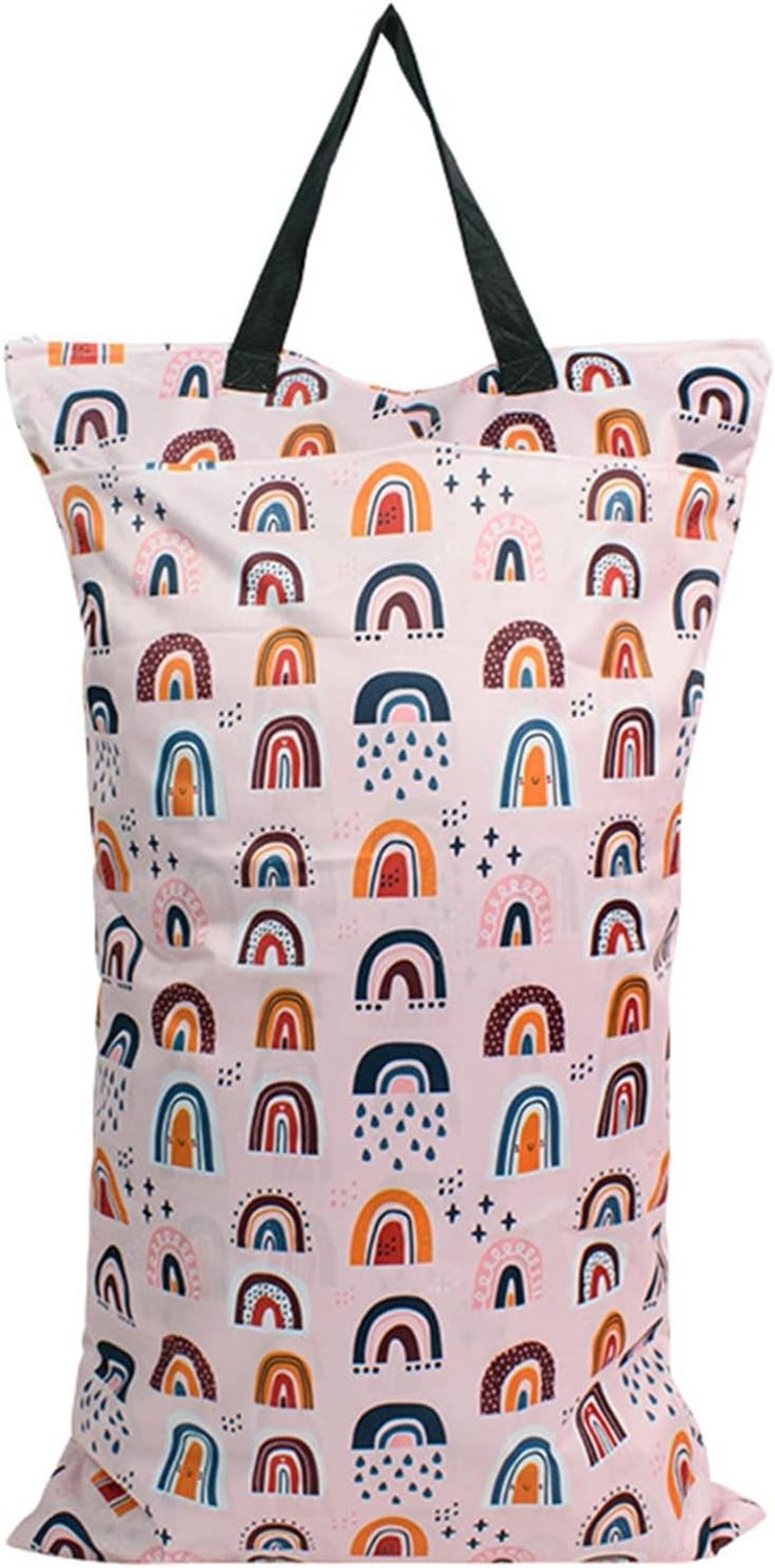Waterdichte luiertas met dubbele rits en hangmogelijkheden voor luiers, ideaal voor fitness, strand en zwembad - 40 x 70 cm, roze, trendy ontwerp