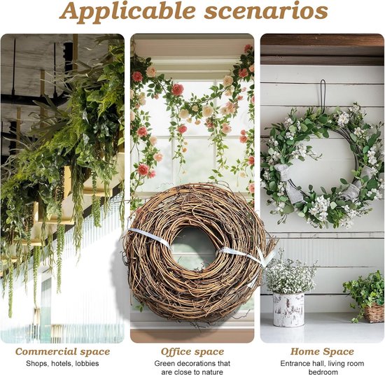 3 stuks wijnstokkrans: 13,5 m dikke natuurlijke rotan krans (4,5 m x 3), kransen wijnstok slinger om zelf te maken, slingers voor bruiloften, huizen, feestdagen, deuren, vazen, wanddecoraties — afbeelding 5
