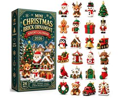 Kerst Adventskalender Bouwsteentjes 2026 – 24 Dagen Kerst Aftelkalender – 24 Verrassingsvakjes – 24 Verschillende Mini Bouwsteentjes Ornamenten – Bouwset voor Kerst Decoratie en Creatief Cadeau