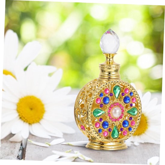 Vintage Parfumflesje met Gouden Druppelaar Retro Cosmetische Voor Essentiële Oliën Leeg Navulbaar Lekvrij Lichtgewicht Elegant Voor Thuis — afbeelding 2