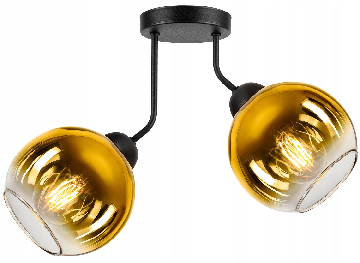 Moderne Hanglamp Glas Zwart Goud E27 Loft Stijl