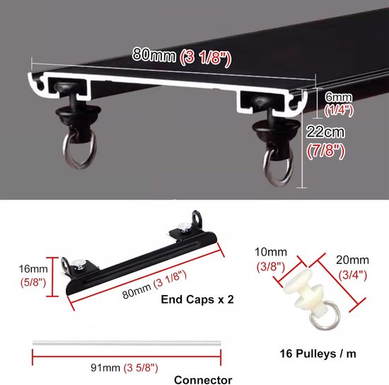 Double Track ain Rail - Plafond Mount Gordijnpaal voor Woonkamer/Slaapkamer Adjuble 7ft - 20ft Siamese Track Wit H 4m (13ft) Grootte — afbeelding 2