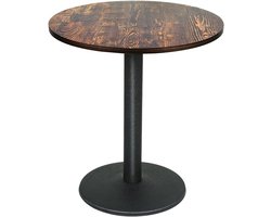 Supfine Bartafel voor restaurant, rond, met middenpoot, statafel, voor eetkamer, woonkamer, balkon, MDF (vintage hout, 70 x 70 x 72 cm)