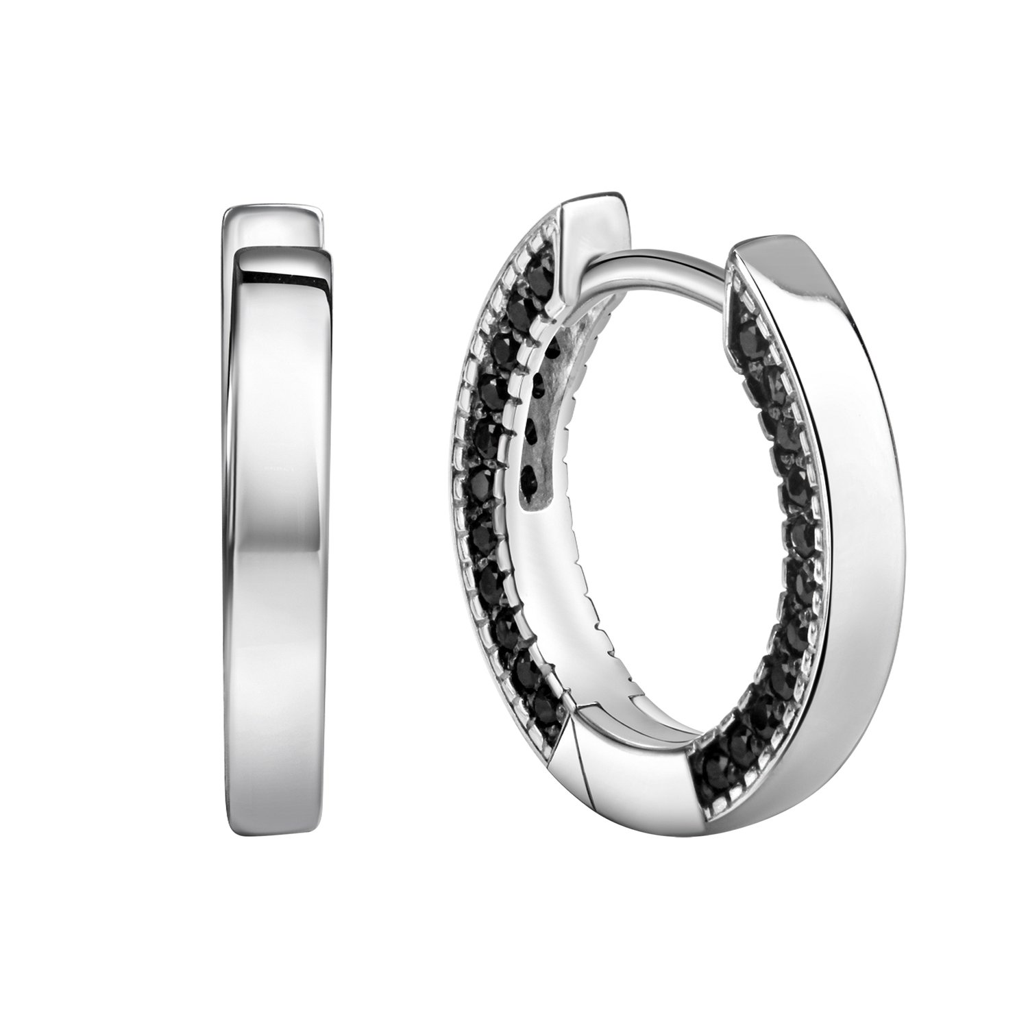 Celesta Silber Ohrringe Silber 925 rhodiniert mit 88 schwarzen Zirkonia-Steinen