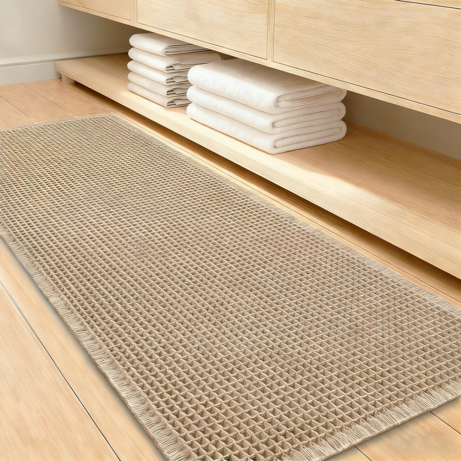 Badmat 60x120cm - boho-badmat - grijs - antislip, wasbaar voor badkamer - Luxento
