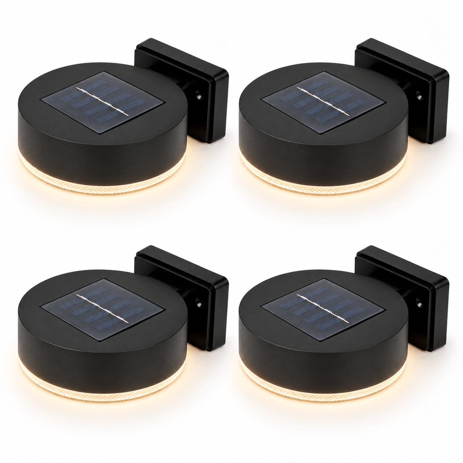 Solar Wandlamp Rond - Warmwit - Set van 4 - Inclusief Montagesets