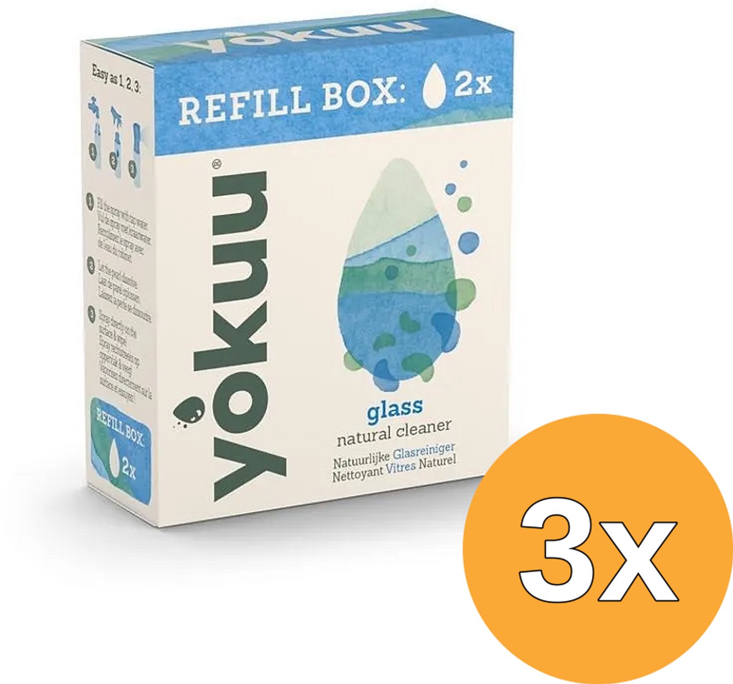 3x Yokuu Glasreiniger Navulverpakking (2 stuks)