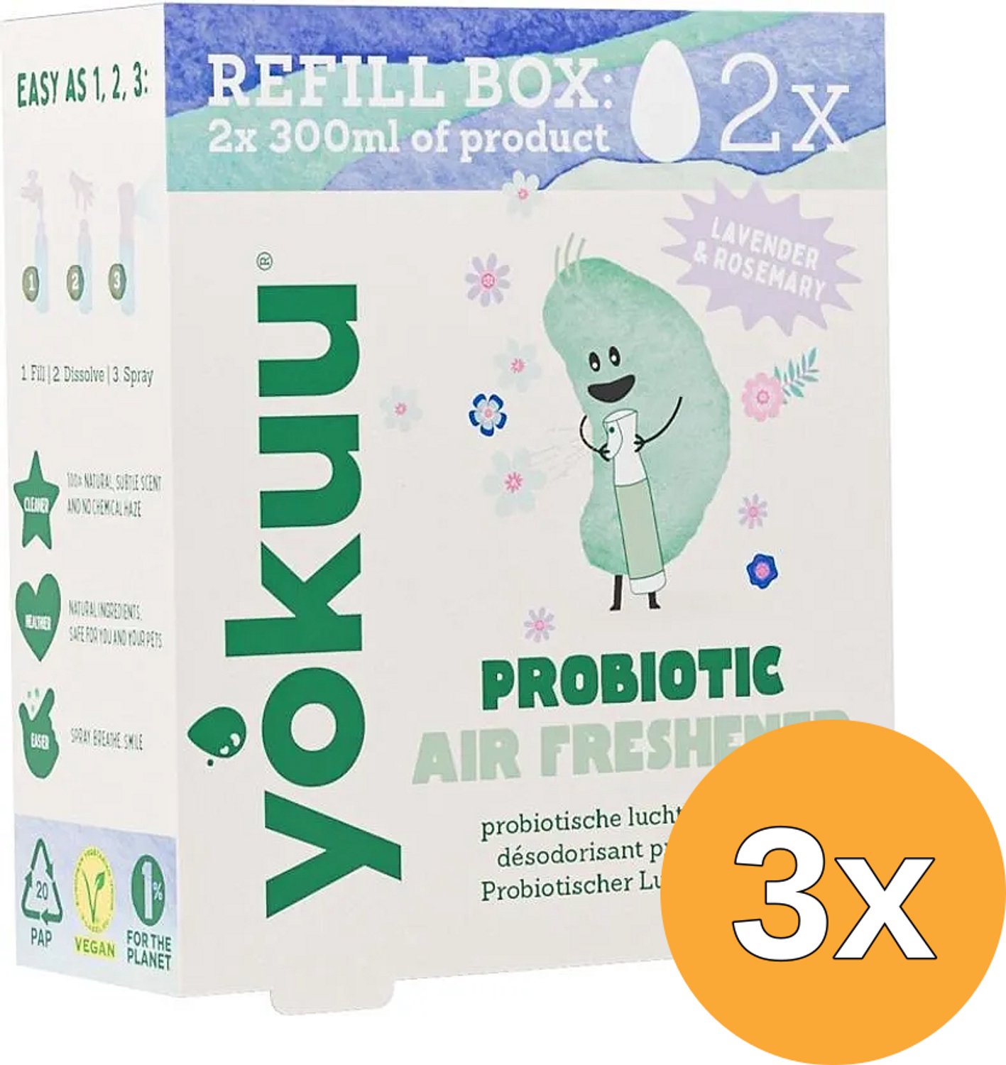 3x Yokuu Probiotische Luchtverfrisser Navulverpakking (2 stuks)