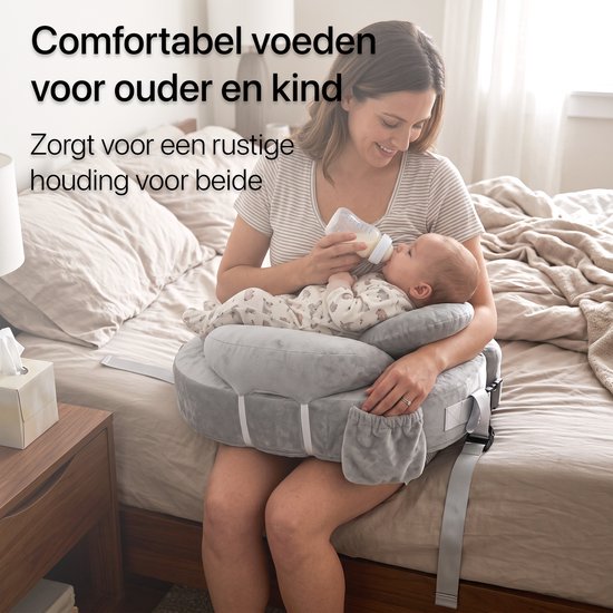BimbelBoo® Voedingskussen - Afneembare hoes - Grijs - Borstvoedingskussen — afbeelding 2