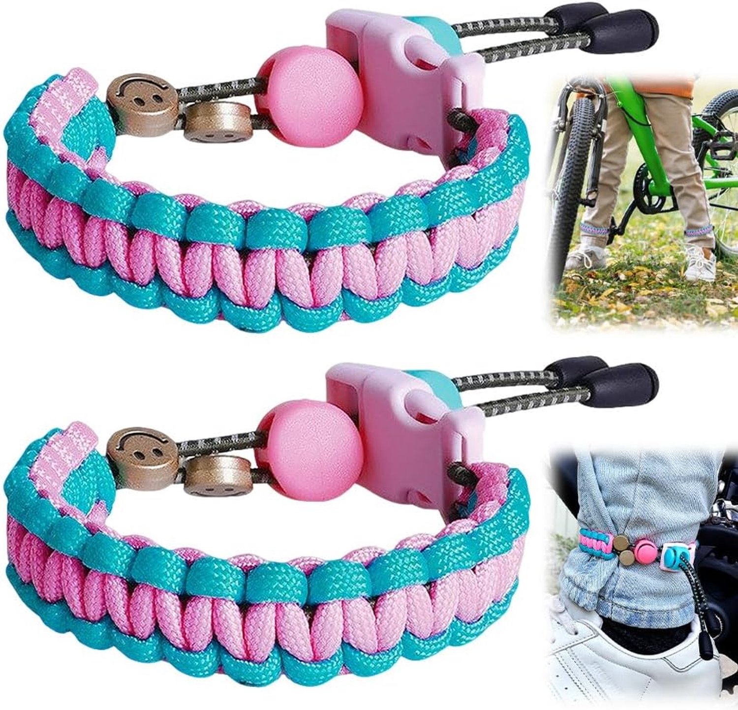 Broekklem voor fiets, broekbescherming met reflecterende punten, elastische reflectorband, broekklem voor fietsen, joggen, wandelen, 2 stuks