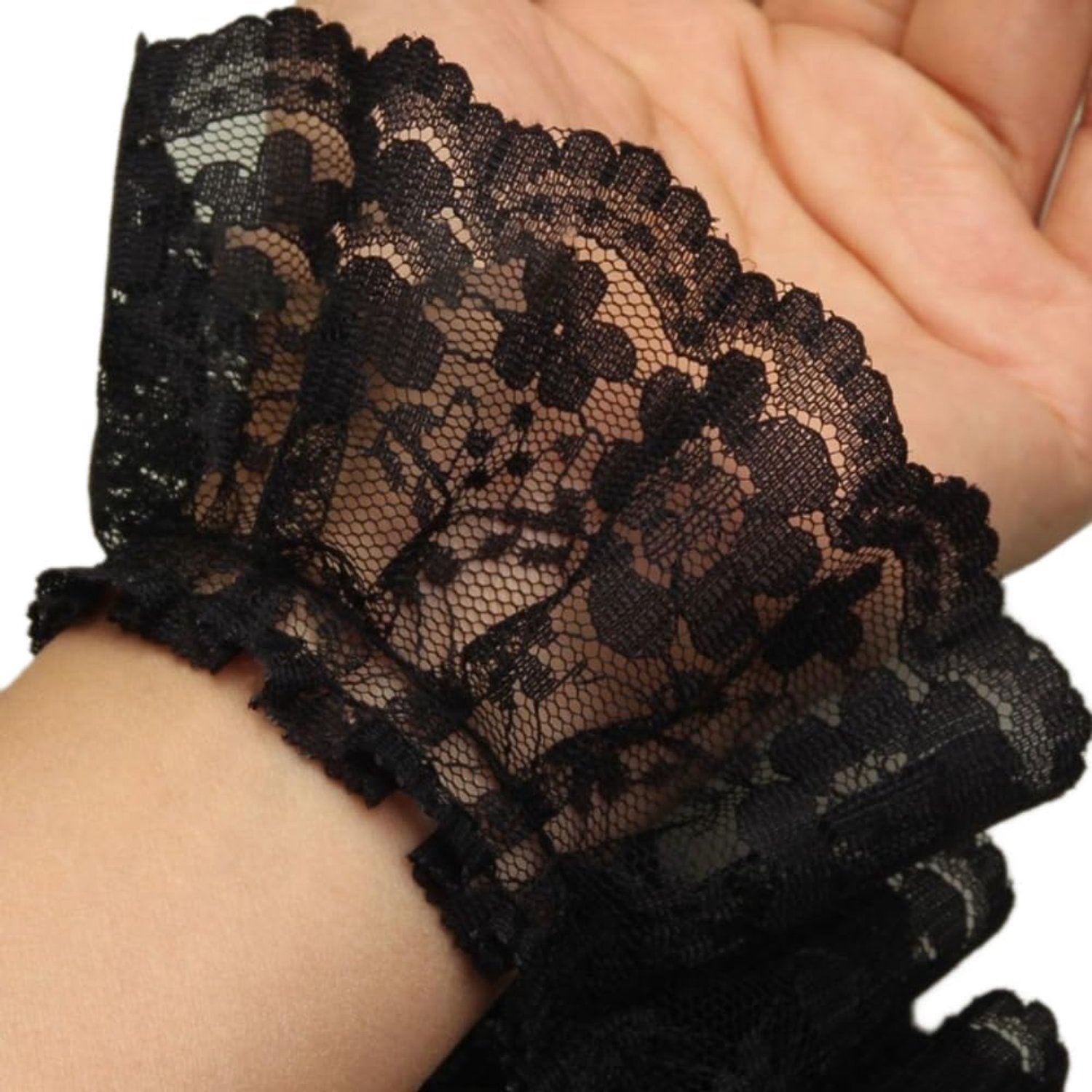 5 yards Retro ruches plissé-trim kant, 6 cm geplooide rand, tule kant, decoratieband, tule applicatie, sierkant voor doe-het-zelf handwerk, naaien, kleding, bruiloftsdecoratie, zwart