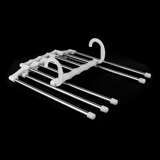 4 stuks broekhangers ruimtebesparend, antislip opvouwbare broekkledinghanger voor kastorganizer en opslag, 5-in-1 rokhangers kapstok — afbeelding 3