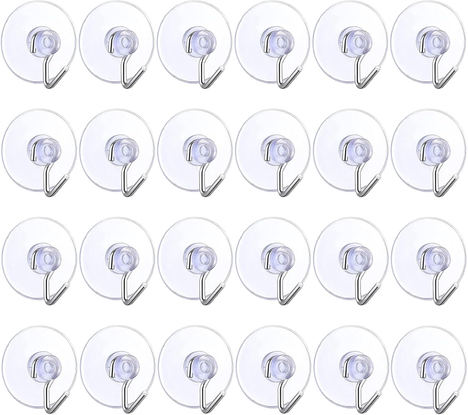 24 Stuks 4cm Kerstlicht Haakjes - Transparante Zuignappen voor Ramen, Badkamer en Muurdecoratie