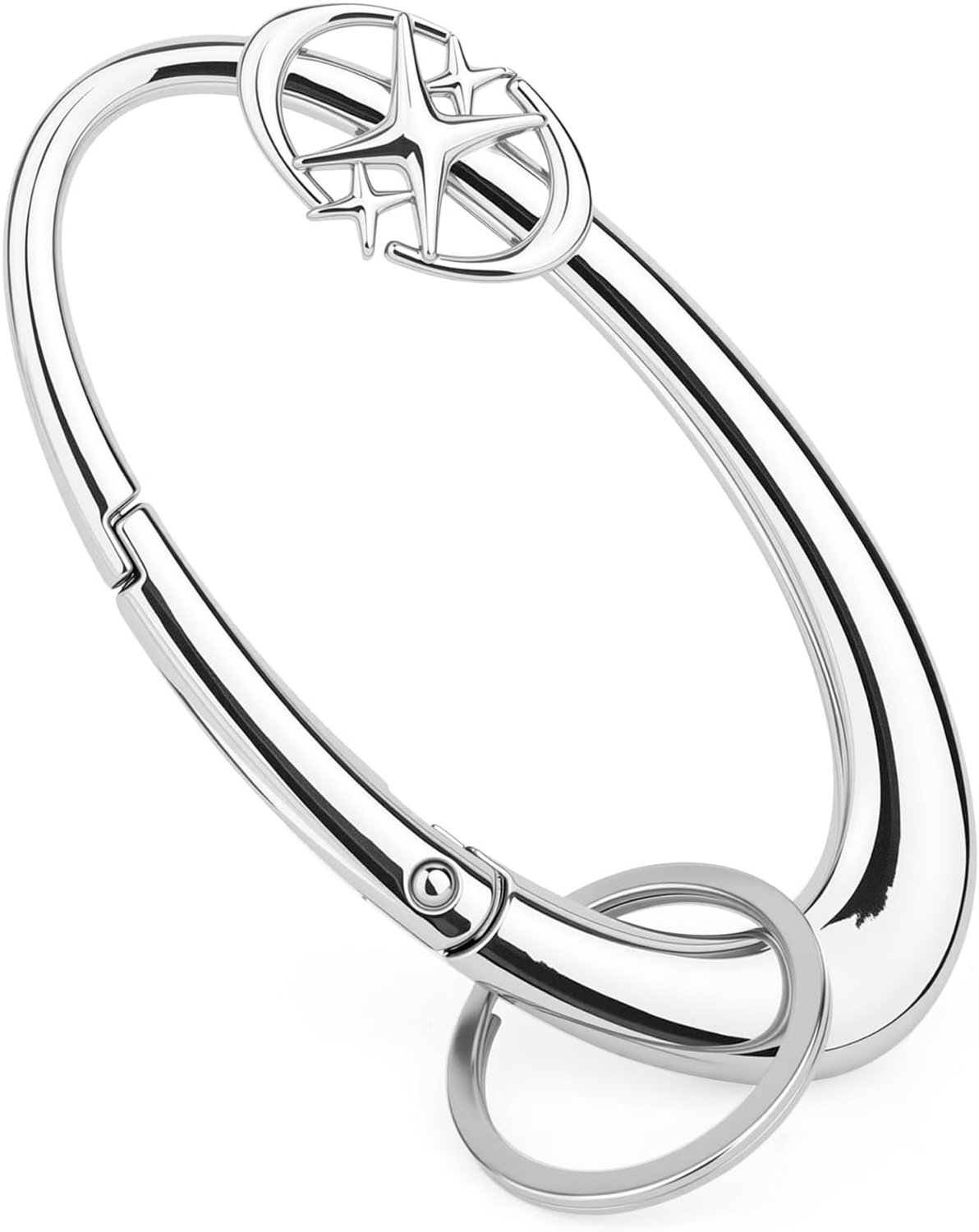 Starlight Y2K Metalen Karabijnhaak, Robuuste Glanzende Ster Karabijnhaak Riemlus Accessoire Mat Chrome Sleutelclip voor Sleutels Tassen en Portemonnees (Zilver)