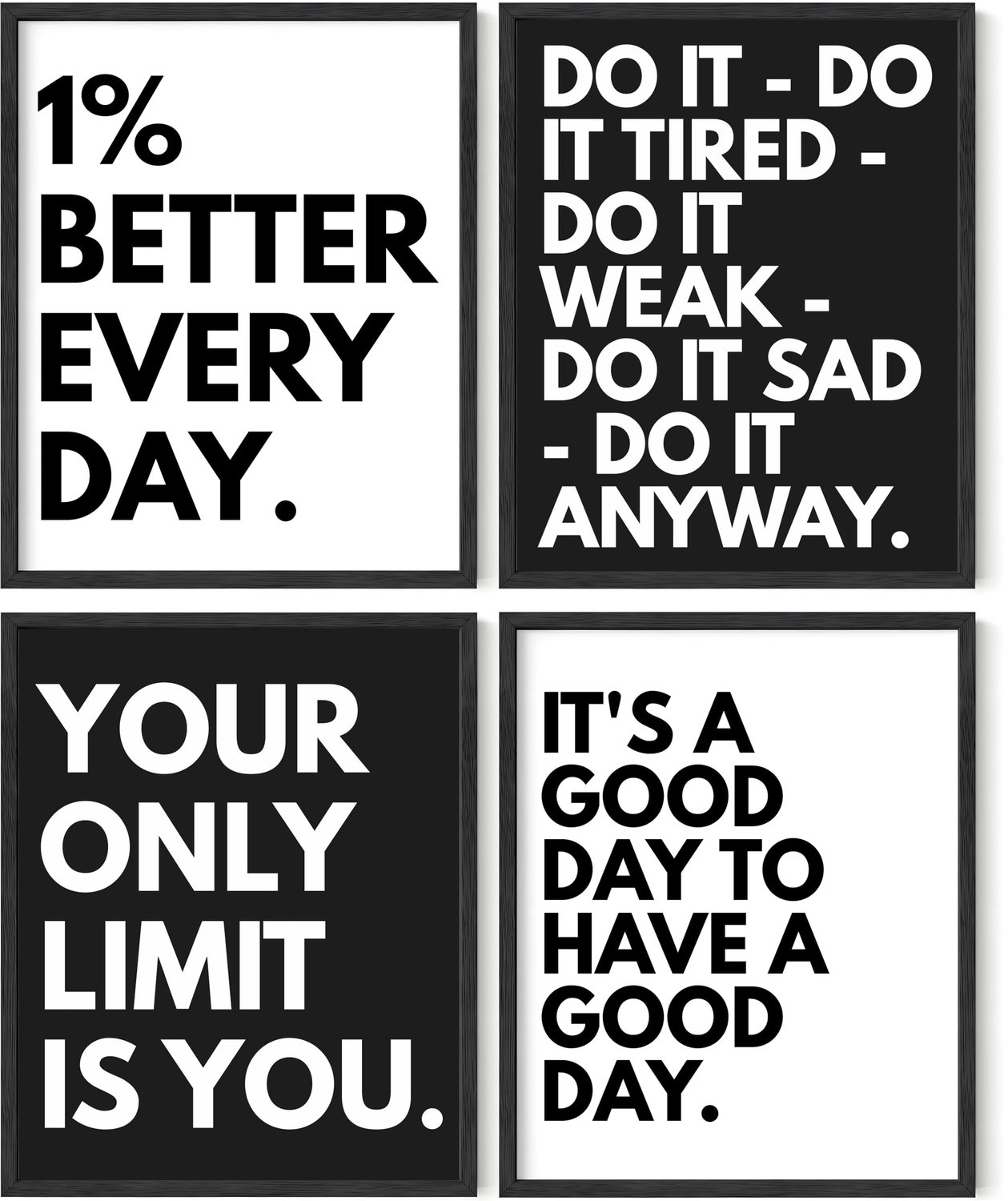 PACKLIST® Set van 4 Motiverende Posters Engelse Quotes - 20,3x25,4 cm Zonder Lijst - ShopVlot