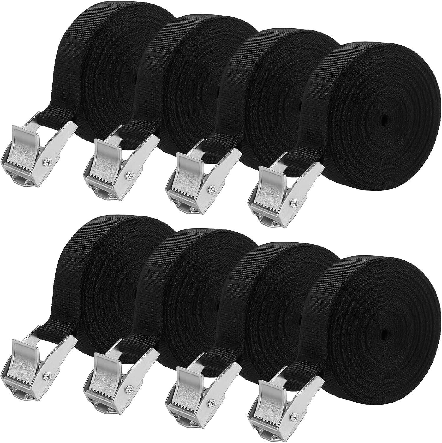 8-delige lashing straps van 4m x 25mm, verstelbare spanbanden met gespen, ideaal voor motoren, vrachtwagens en aanhangers
