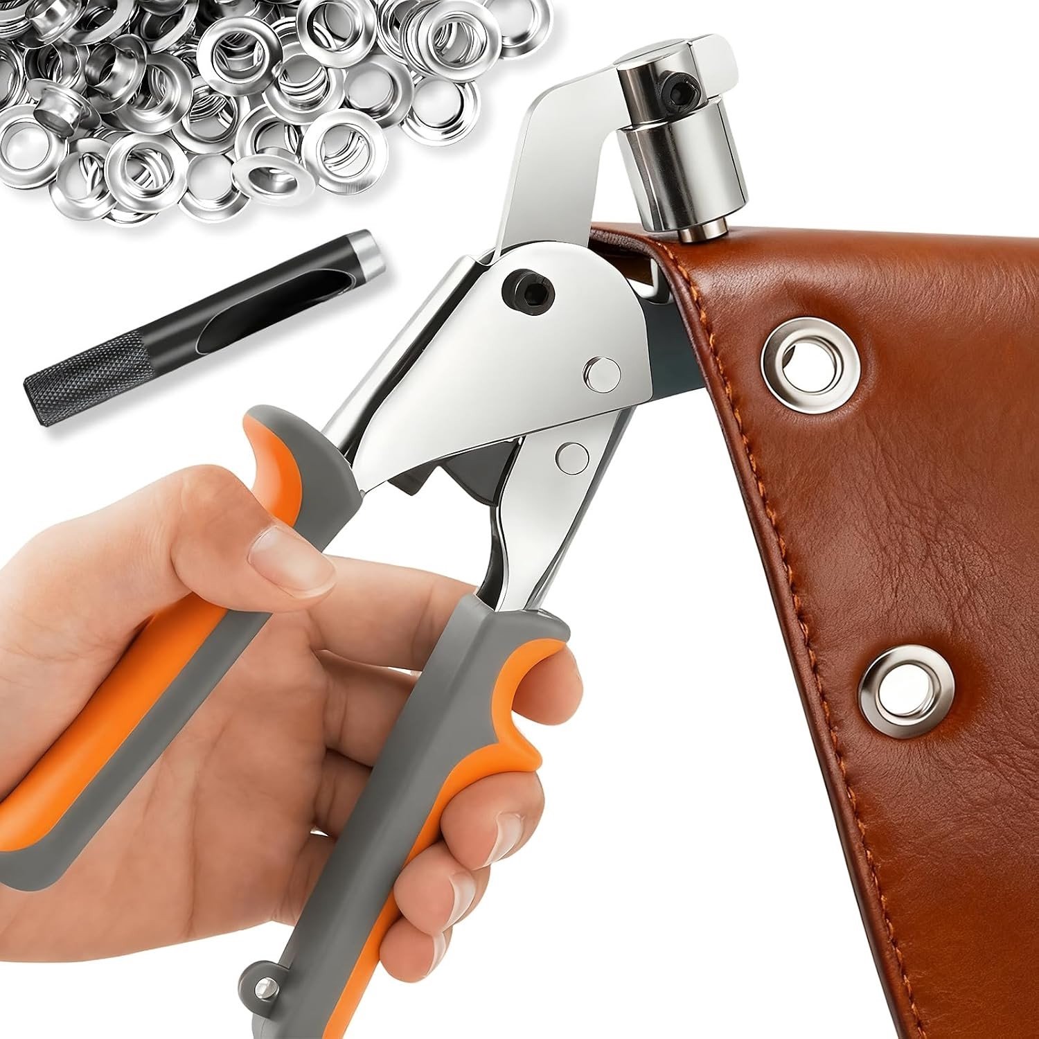 Oogtang Set voor Zeilen en Stoffen - Inclusief 200 Metalen Ogen Ø10 mm - Magnetische Oogjespers - Voor DIY-projecten en Professioneel Gebruik