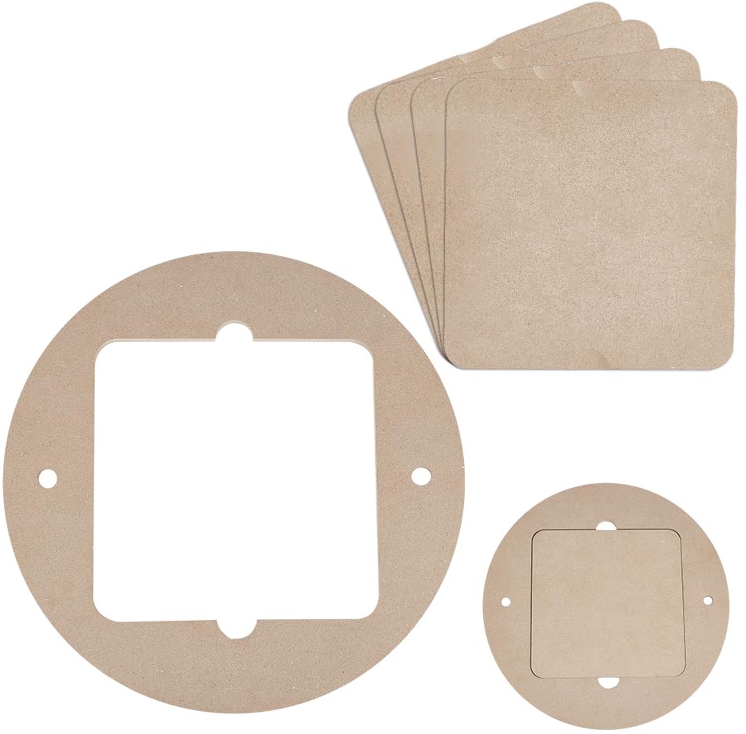 BENECREAT 30mm diameter pottenbakkersschijven met 4 stuks vierkante binnenplaten, voorgeboorde ronde klei-werpschijven voor pottenbakkers en kleikunst