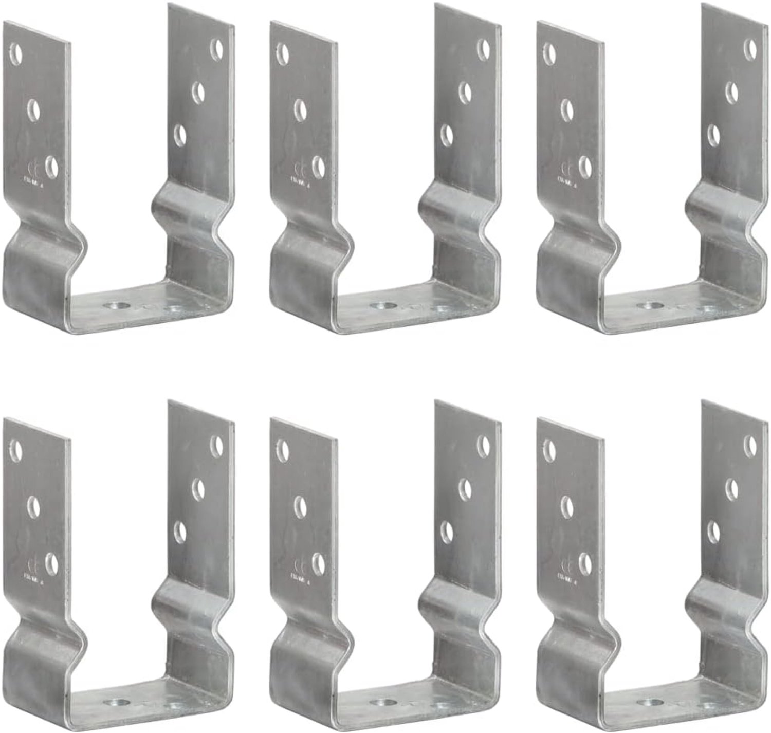 6 x paaldragers, 9 x 6 x 15 cm, U-vorm, paalankers van thermisch verzinkt staal voor hekbouw en tuinbouw, robuuste bodemhuls voor stabiliteit